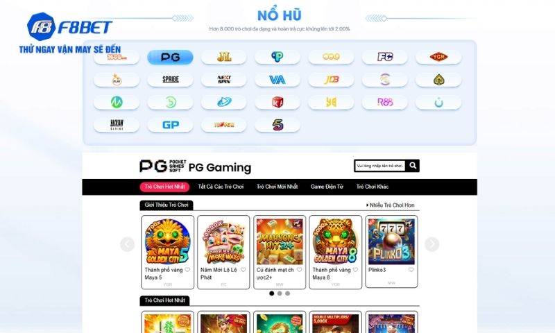 Điểm tên những sảnh game nổ hũ f8bet gây bão thị trường